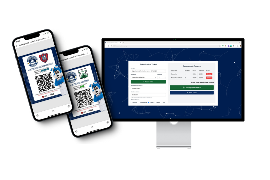 Visualización de QR e interfaz de venta
